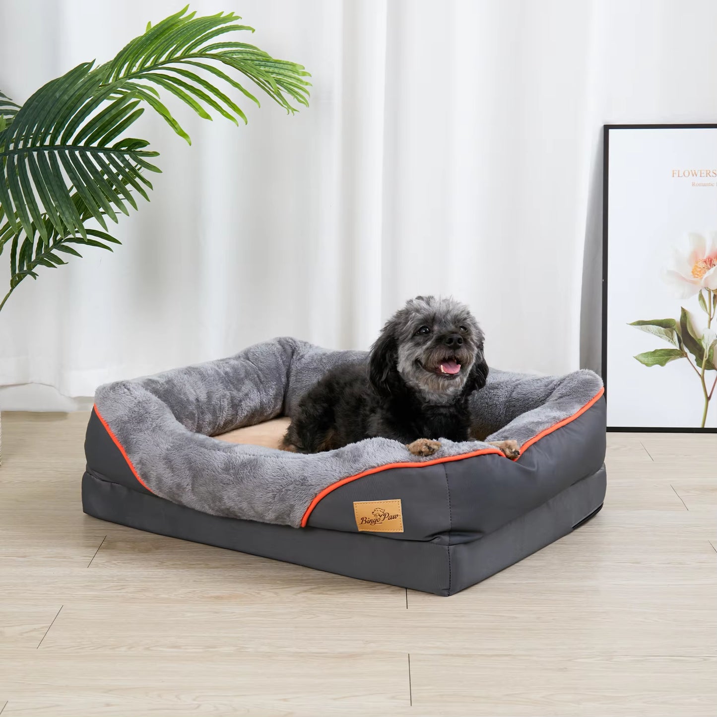 Luxurious Orthopedic Foam Dog Bed with Cotton-Padded Bolster - Super Soft, Waterproof, and Washable for Ultimate Comfort