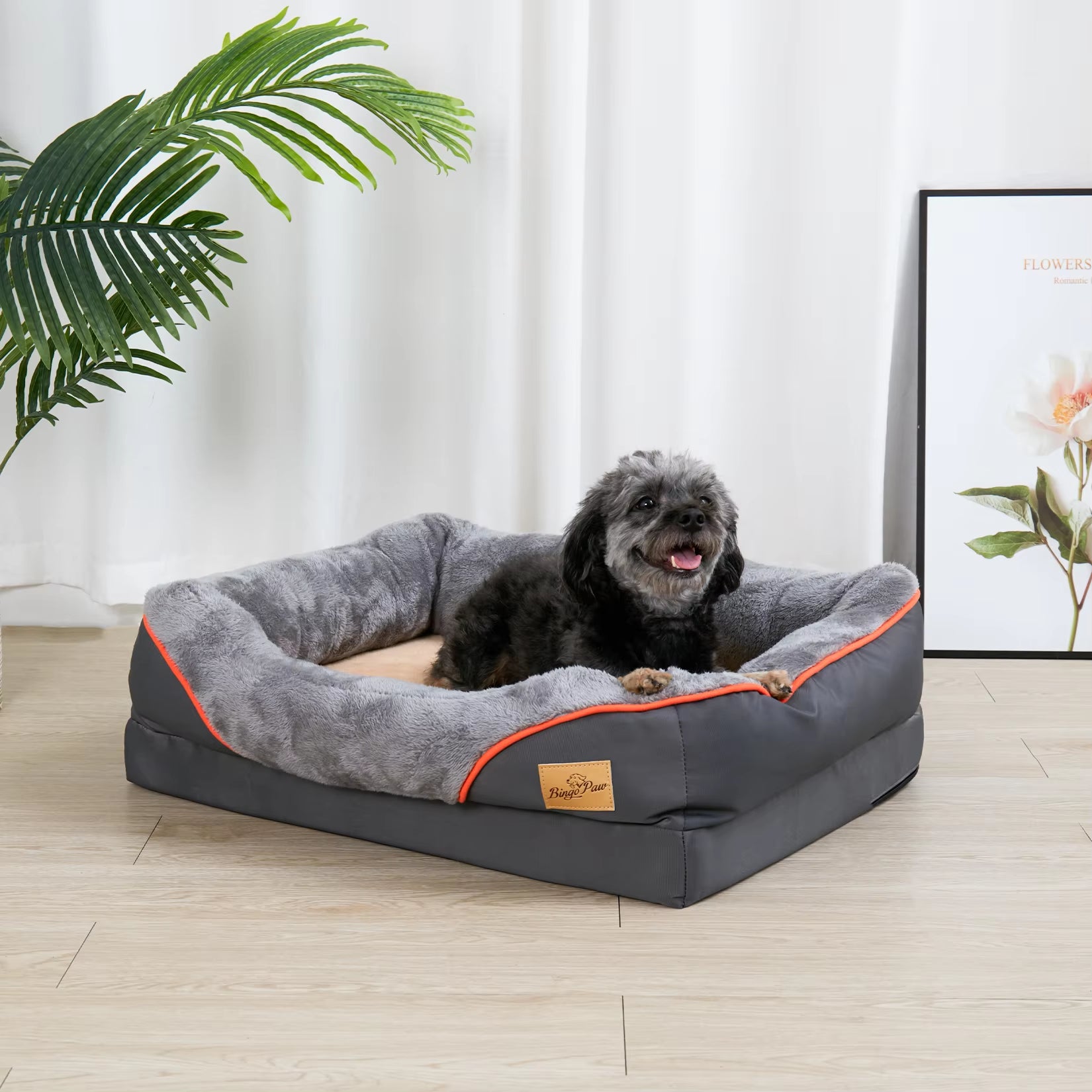 Luxurious Orthopedic Foam Dog Bed with Cotton-Padded Bolster - Super Soft, Waterproof, and Washable for Ultimate Comfort