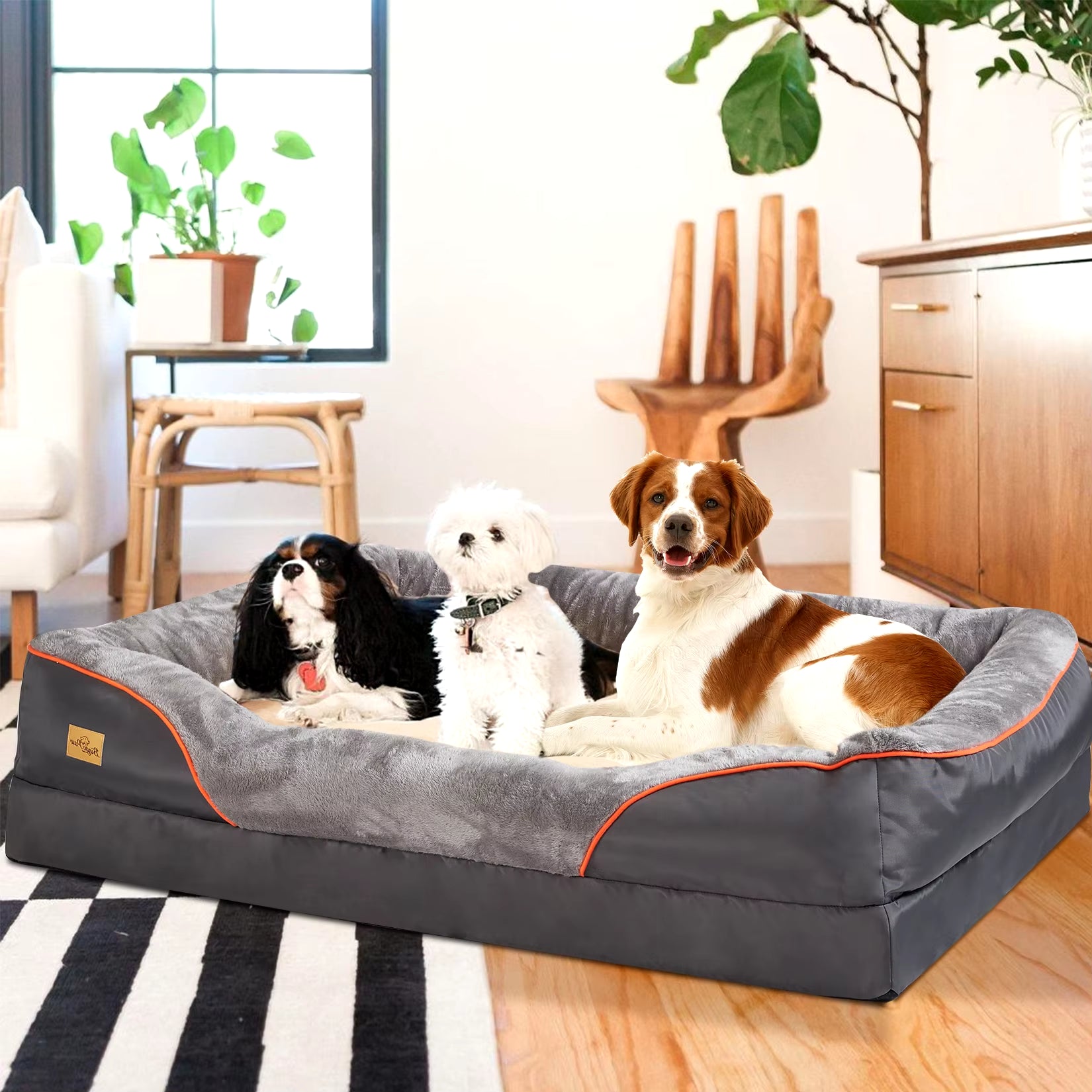 Luxurious Orthopedic Foam Dog Bed with Cotton-Padded Bolster - Super Soft, Waterproof, and Washable for Ultimate Comfort